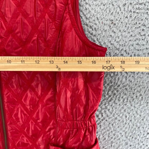 Chicos Jacket Womens 0 US Small Red Textured Diamond Vest Sleeveless Zip Pockets - Picture 8 of 10